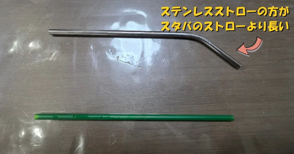 スターバックスの紙ストローよりも長い、ステンレスストロー。